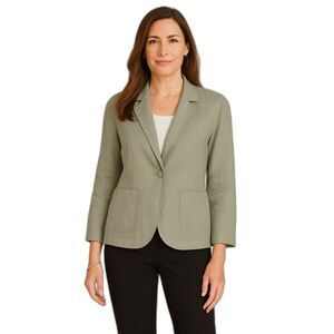 J.Jill Beige Linen-Silk Lightweight Blazer XL Petite Natural Fiber